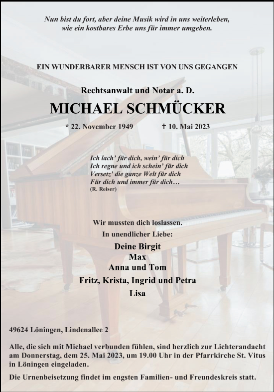 Anzeige von Michael Schmücker von OM-Medien