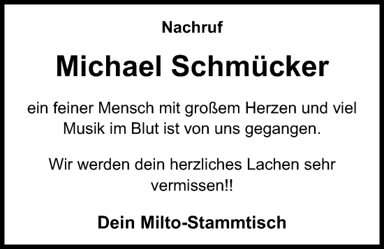 Anzeige von Michael Schmücker von OM-Medien