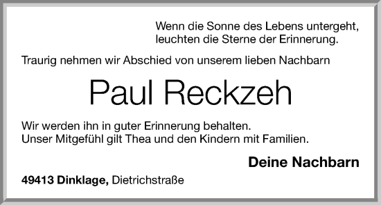 Anzeige von Paul Reckzeh von OM-Medien