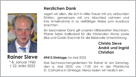 Anzeige von Rainer Sieve von OM-Medien