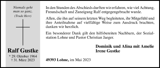 Anzeige von Ralf Gustke von OM-Medien