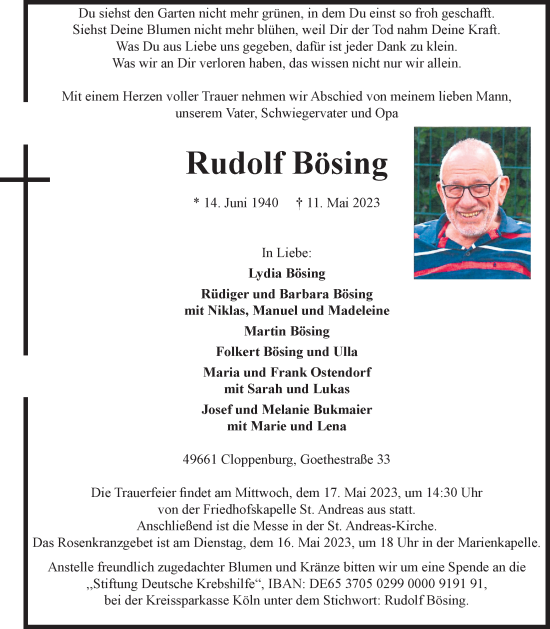 Anzeige von Rudolf Bösing von OM-Medien