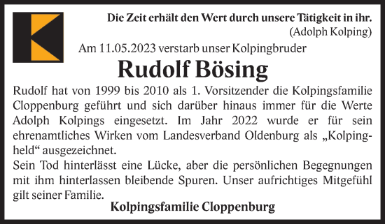 Anzeige von Rudolf Bösing von OM-Medien