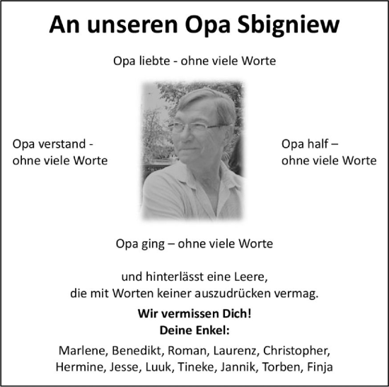 Anzeige von Sbigniew Studinski von OM-Medien