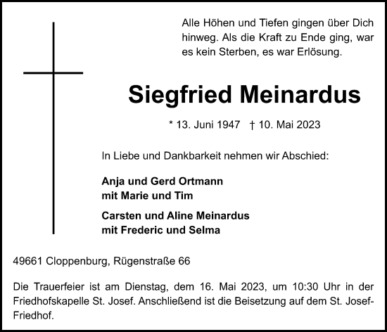 Anzeige von Siegfried Meinardus von OM-Medien