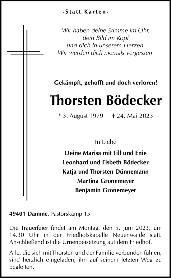 Anzeige von Thorsten Bödecker von OM-Medien