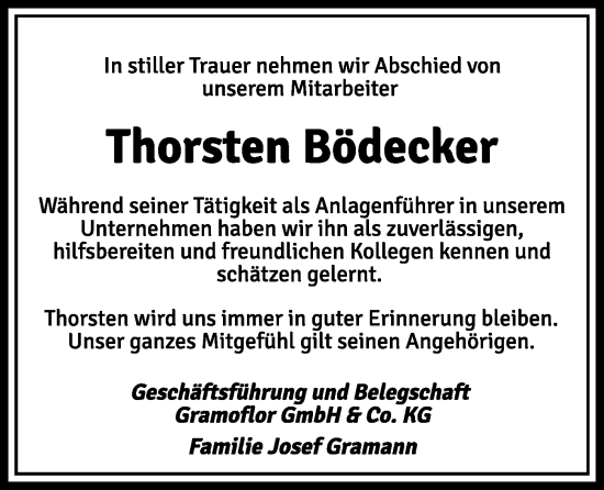 Anzeige von Thorsten Bödecker von OM-Medien