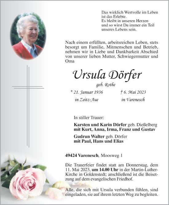 Anzeige von Ursula Dörfer von OM-Medien