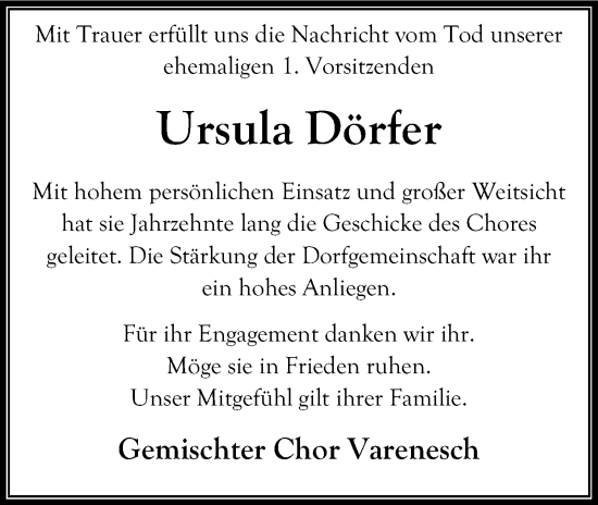 Anzeige von Ursula Dörfer von OM-Medien