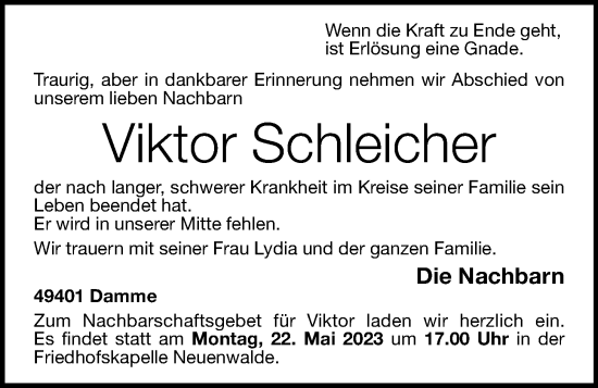 Anzeige von Viktor Schleicher von OM-Medien