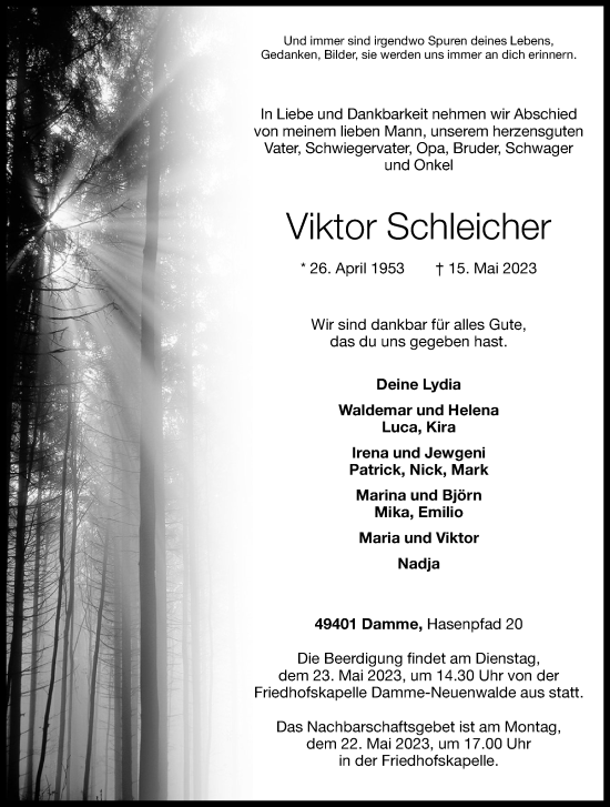 Anzeige von Viktor Schleicher von OM-Medien