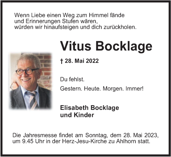 Anzeige von Vitus Bocklage von OM-Medien