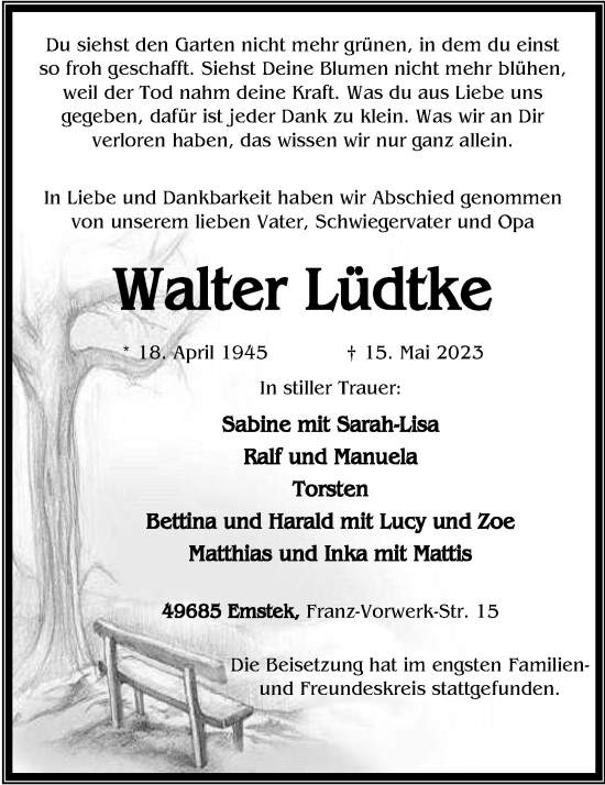 Anzeige von Walter Lüdtke von OM-Medien