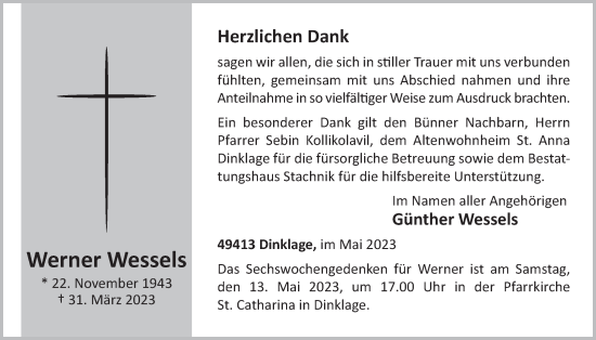 Anzeige von Werner Wessels von OM-Medien