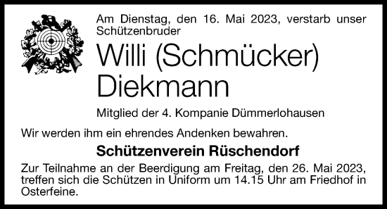 Anzeige von Willi Diekmann von OM-Medien