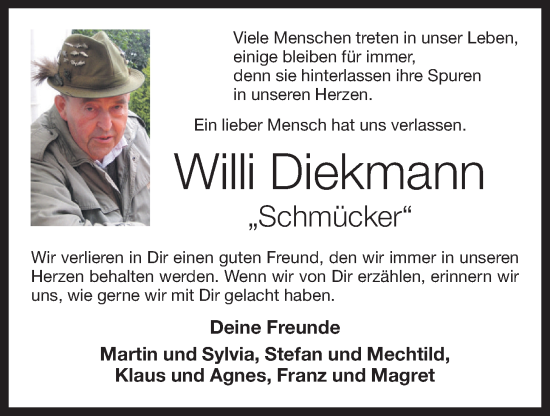 Anzeige von Willi Diekmann von OM-Medien