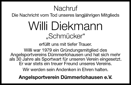 Anzeige von Willi Diekmann von OM-Medien