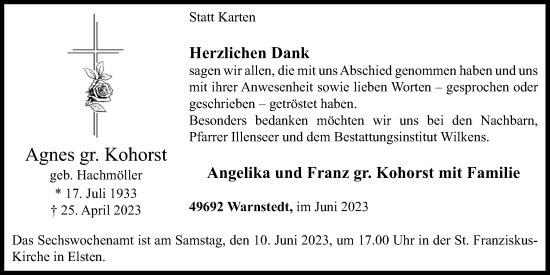 Anzeige von Agnes Kohorst von OM-Medien
