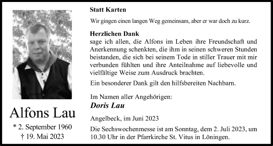 Anzeige von Alfons Lau von OM-Medien