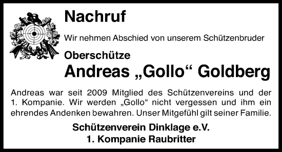 Anzeige von Andreas Goldberg von OM-Medien