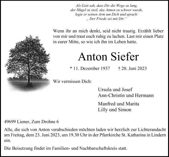 Anzeige von Anton Siefer von OM-Medien