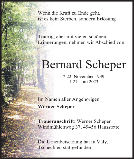 Anzeige von Bernard Scheper von OM-Medien