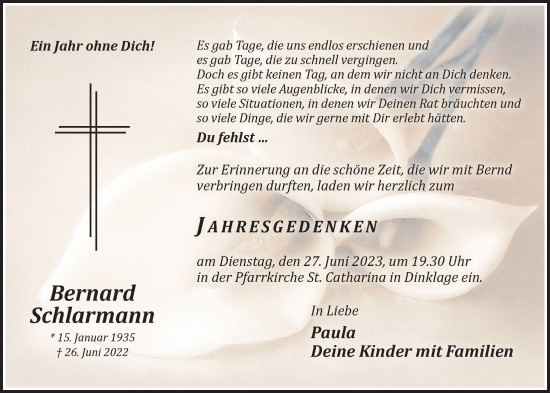 Anzeige von Bernard Schlarmann von OM-Medien