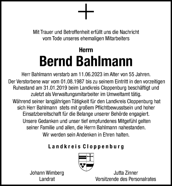 Anzeige von Bernd Bahlmann von OM-Medien