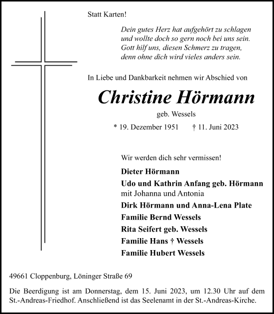 Anzeige von Christine Hörmann von OM-Medien