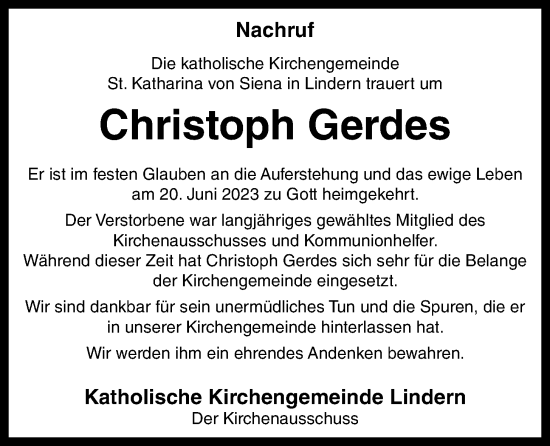 Anzeige von Christoph Gerdes von OM-Medien