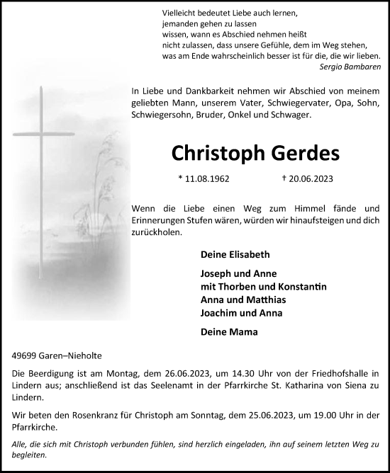 Anzeige von Christoph Gerdes von OM-Medien