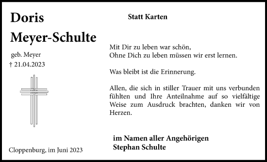 Anzeige von Doris Meyer-Schulte von OM-Medien