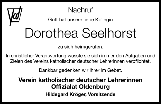 Anzeige von Dorothea Seelhorst von OM-Medien
