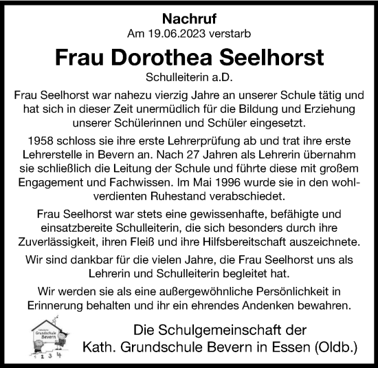 Anzeige von Dorothea Seelhorst von OM-Medien