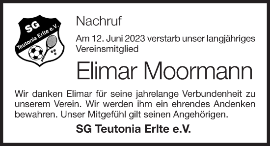 Anzeige von Elimar Moormann von OM-Medien
