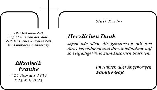 Anzeige von Elisabeth Franke von OM-Medien