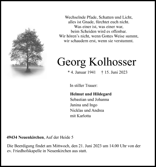 Anzeige von Georg Kolhosser von OM-Medien