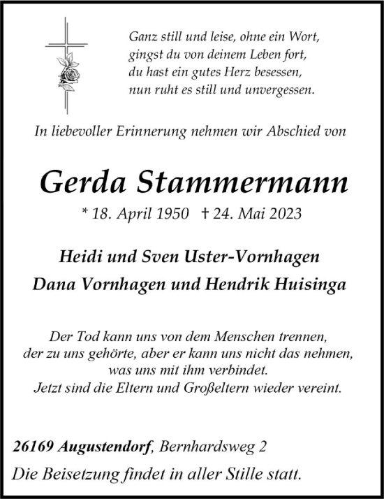 Anzeige von Gerda Stammermann von OM-Medien