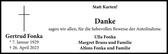 Anzeige von Gertrud Fonka von OM-Medien