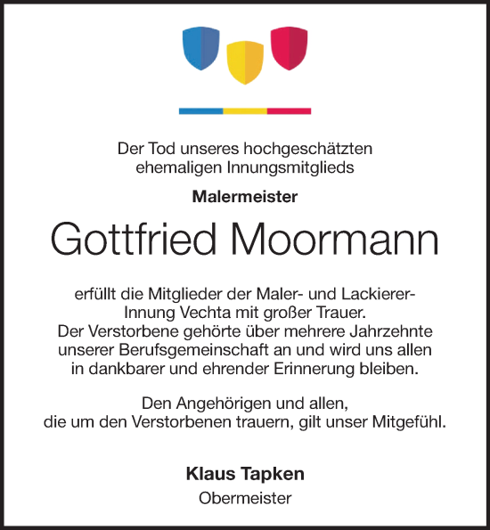 Anzeige von Gottfried Moormann von OM-Medien
