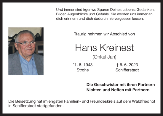 Anzeige von Hans Kreinest von OM-Medien