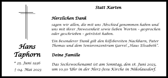 Anzeige von Hans Taphorn von OM-Medien