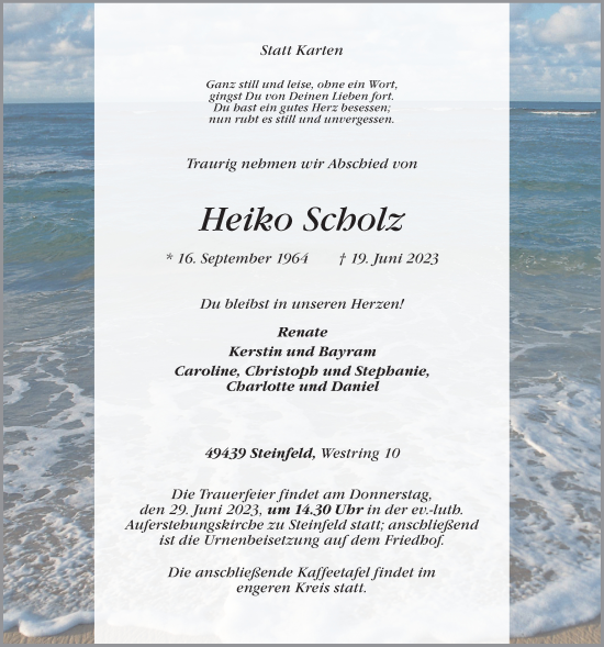 Anzeige von Heiko Scholz von OM-Medien