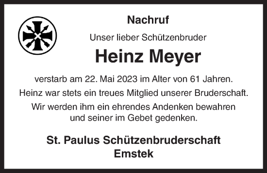 Anzeige von Heinz Meyer von OM-Medien
