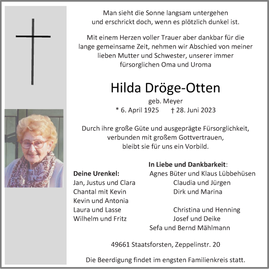 Anzeige von Hilda Dröge-Otten von OM-Medien