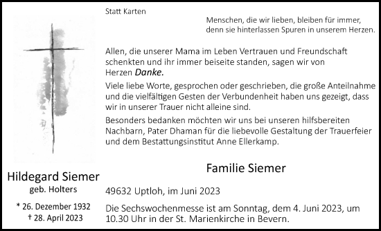 Anzeige von Hildegard Siemer von OM-Medien