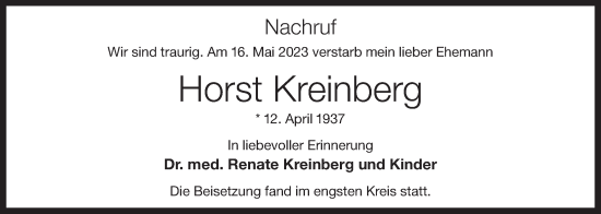 Anzeige von Horst Kreinberg von OM-Medien
