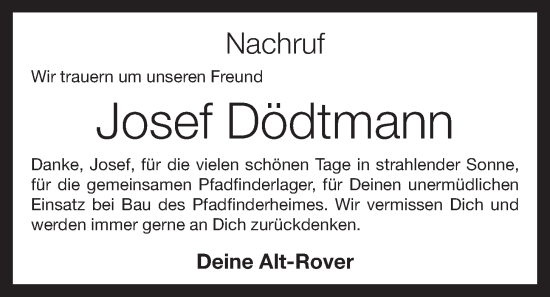 Anzeige von Josef Dödtmann von OM-Medien