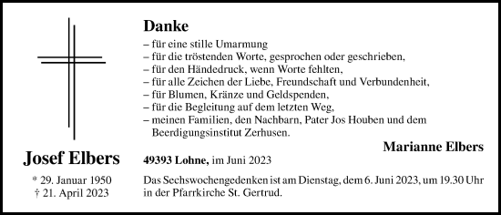 Anzeige von Josef Elbers von OM-Medien