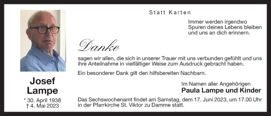 Anzeige von Josef Lampe von OM-Medien